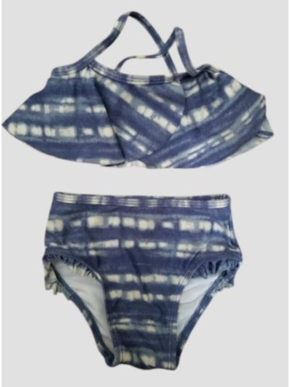 OLD NAVY Denim Look Tie Dye 2 Piece Bathing Suit Girls 12-18 months